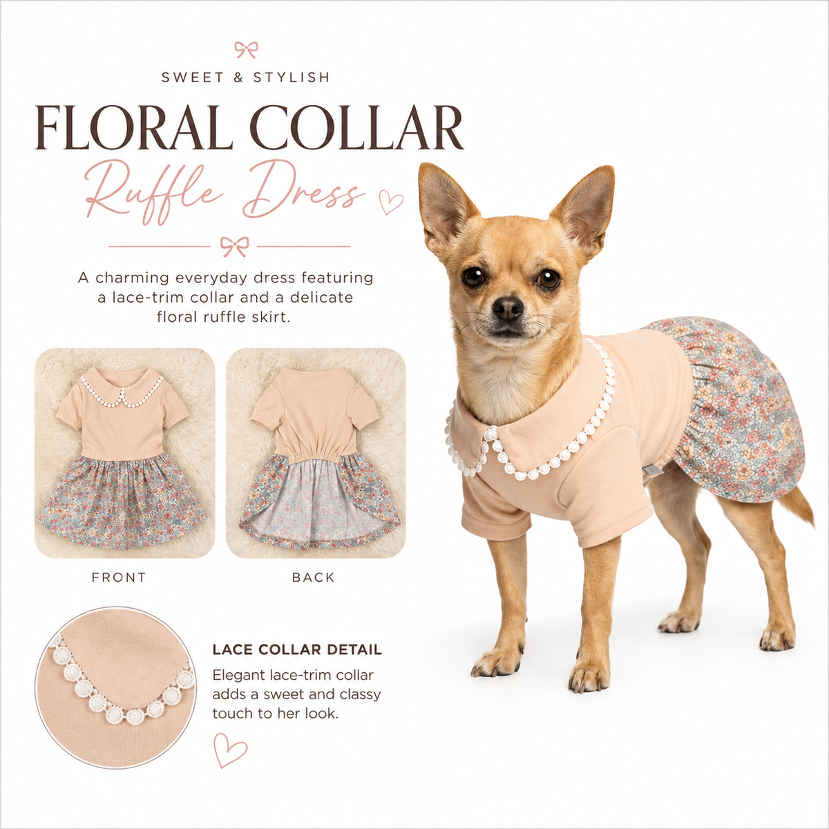 Floral Collar Ruffle Dress