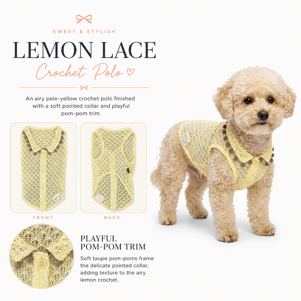 Lemon Lace Crochet Polo