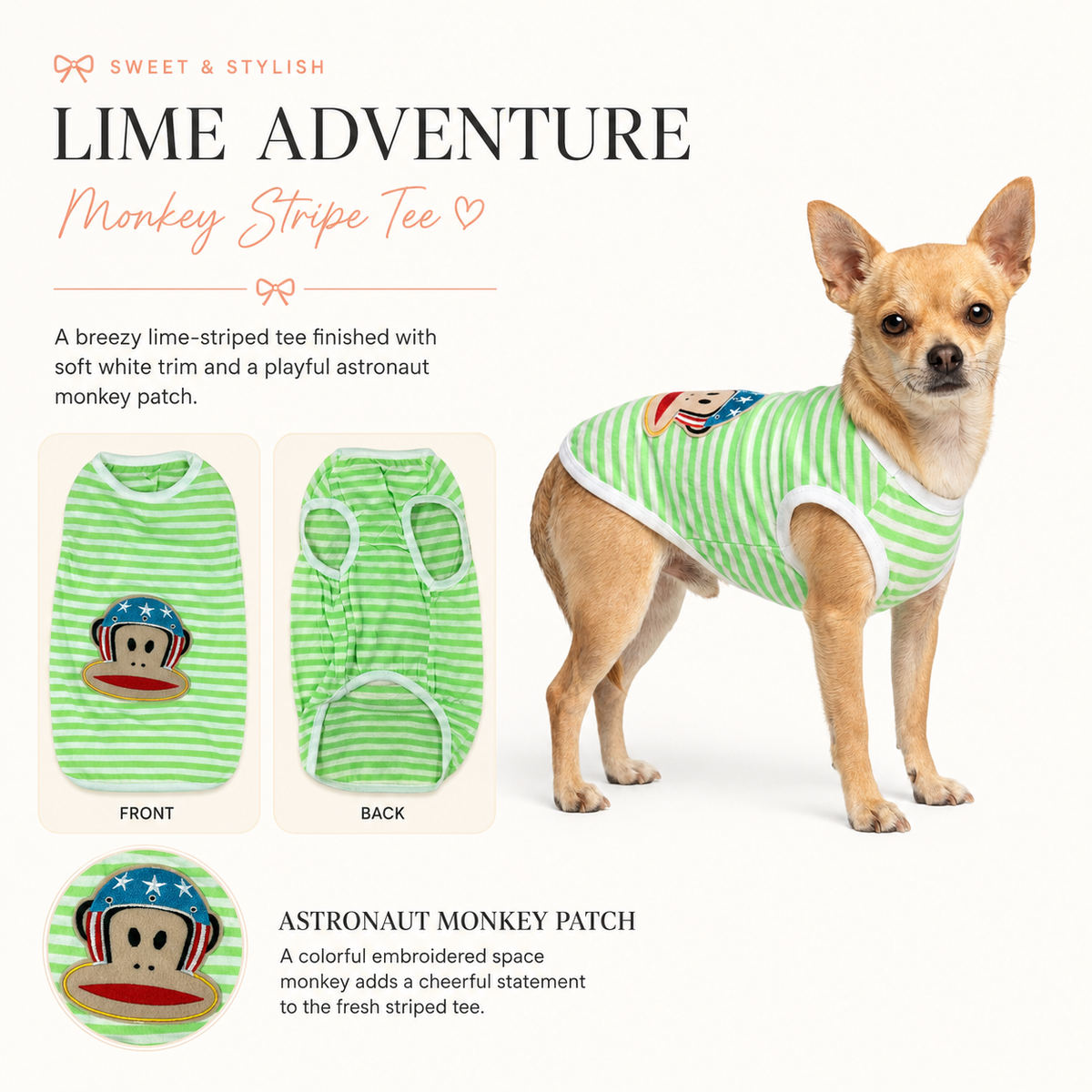 Lime Adventure Monkey Stripe Tee