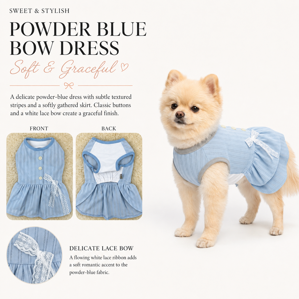 Powder Blue Bow Dress Soft And Graceful