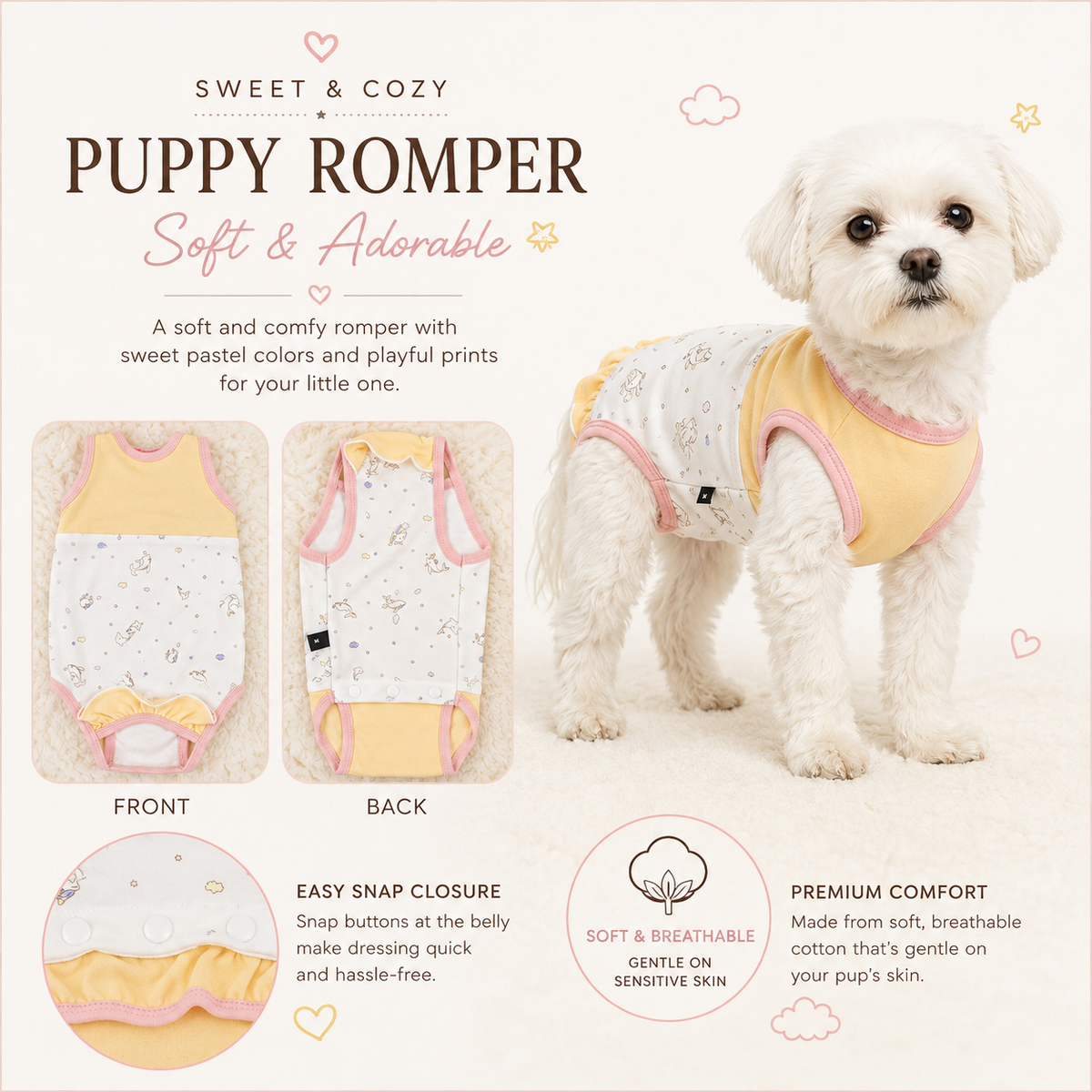 Puppy Romper Soft And Adorable