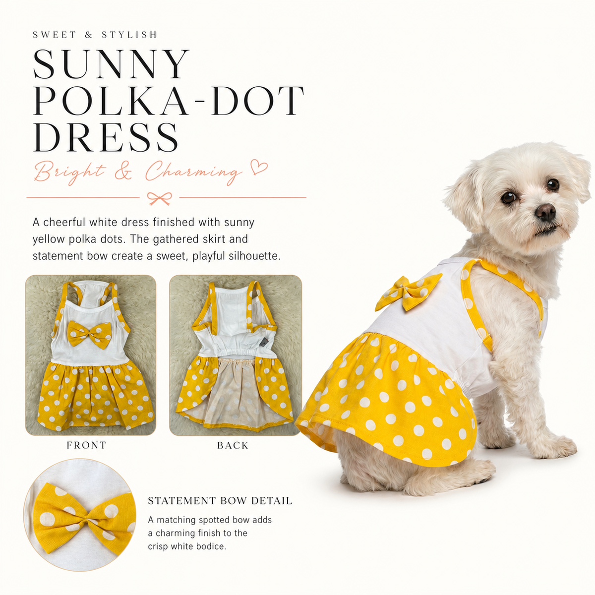 SUNNY POLKA-DOT DRESS BRIGHT AND CHARMING
